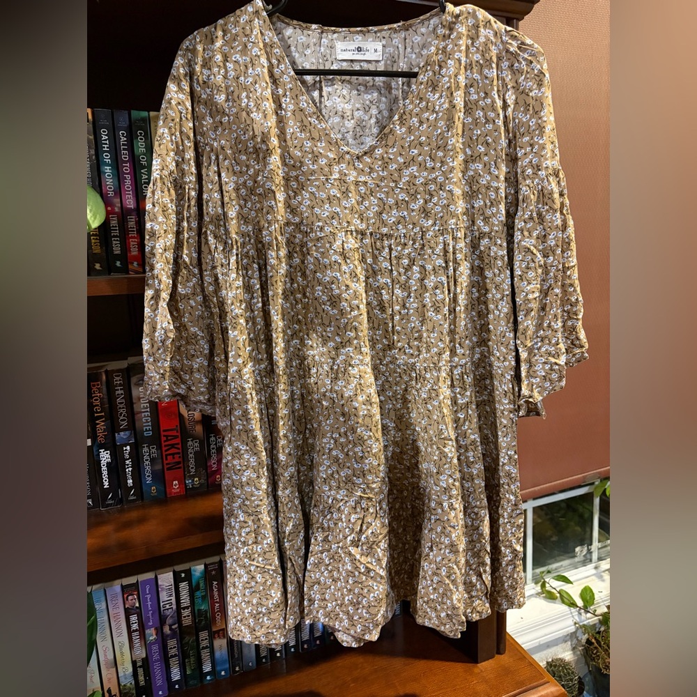 NATURAL LIFE Mustard Floral V-Neck Peasant Blouse